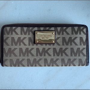 Michael Kors zip around wallet brown leather